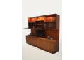 Danish design large wall unit in rosewood with balcony lights. SOLD