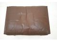 Brown leather upholstered feather-filled cushion on rosewood ottoman.