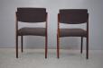 fully restored vintage rosewood dining chairs with new foam padding and linen upholstery