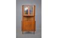 Vintage teak corner cabinet with tapering legs produced 1970s by Danish Mobelfabrik