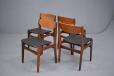 Farstrup Stolefabrik dining chairs in teak with NEW black vinyl seat