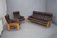 Brown buffalo leather sofa with beech frame produced by Skippers Mobelfabrik