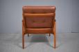 France and Daverkosen model FD119 armchair in vintage teak and brown leather designed 1951 by Ole Wanscher