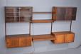 Vintage 3 Bay FM system in rosewood with light and desk designed 1956 by Danish designer Kai Kristiansen