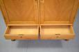 Midcentury light oak china cabinet produced by Master Cabintmaker 1950s