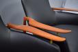 Pair of black leather NV53 armchair with teak arms