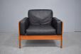 Henry w Klein vintage teak and black leather armchair  - view 3