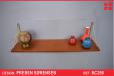 Vintage teak floating wall shelf with brass supports | PS System - view 1