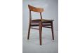 Beech frame dining chair with brown vinyl upholstery