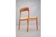 Papercord woven seats on teak Danish vintage dining chairs