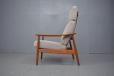 Reclining high back armchair in vintage teak designed by Arne Vodder
