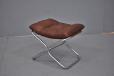 Vintage leather and chrome foot stool made in Denmark mid 1970s
