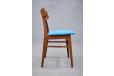 Vintage teak frame dining chair with blue woven upholstery - view 5