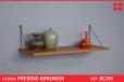 Vintage teak wall mounted display shelf with brass supports | PS System - view 1