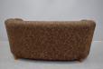 mid 20th century kidney shape sofa in brown fabric for reupholstery
