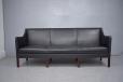 Jacob Kjaer design vintage black leather 3 seat sofa  - view 2