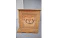 Carved trunk sofa with striped wool upholstery made by Danish Cabinetmaker