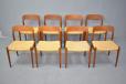 Niels Moller design set of 8 vintage teak dining chairs produced by J L Mollers Mobelfabrik