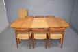 Vintage oak dining table with solid top and turned legs by Nyrup Mobelfabrik