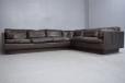 Vintage 6 seat corner sofa with feather filled cushions in ox leather upholstery