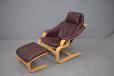 Krokken chair by Ake Fribytter in red ox leather with beech frame - view 2
