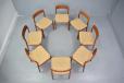 Set of 8 vintage teak dining chairs with new woven papercord seats - Moller model 75