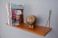 Vintage teak wall mounted display shelf with brass supports | PS System - view 4