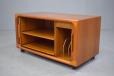 Vintage teak cabinet with sliding tambour doors by Dyrlund