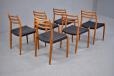 restored vintage teak dining chairs model 78 designed by Niels Moller retaining original upholstered seats