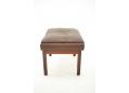 Midcentury design brown leather footstool with rosewood frame.
