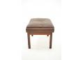 Midcentury design brown leather footstool with rosewood frame.