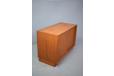 Sliding door vintage teak cabinet made in Denmark for sale