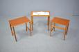 Hans Wegner set of 3 nesting teak in oak with teak table tops by Hans Wegner