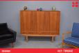 Vintage teak small sideboard cabinet with locking doors - view 1