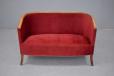 1940s design curved frame sofa with beech frame and braided piping details