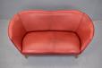1950s swedish design 2 seater sofa with curved frame in red cherry leather for sale