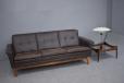 Vintage brown leather & rosewood 3 seat sofa by Svend Skipper  - view 11