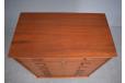 Teak chest of 6 drawers with cup handles made in Denmark.