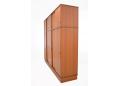 Teak wardrobe with sliding doors, full dress length hanging space, shelves and mirror