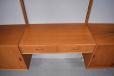 Wall mouted vintage teak shelving system with built in lighting for sale