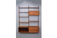 Modular Danish design vinatge teak wall mounted storage system by Poul Cadovius