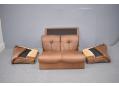 Dismantlable Skalma sofa with mottled brown leather upholstery.
