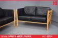 2 Seater black leather sofa with beech frame | Stouby - view 1