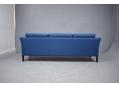 Blue flecked woolen upholstered 3 seat sofa with space saving slender frame