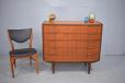 Vintage teak bow fronted Danish 1960s chest of drawers for sale