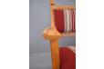 Oak framed antique bench seat with striped wool upholstery - view 8