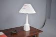 Midcentury Danish made pleated shade table lamp in ceramic.