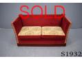 Red velour 2 seat sofa | Reclining armrests