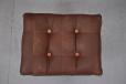 Brown leather cushion topped vintage foot  stool with chrome frame