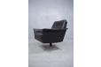 1960s Black leather armchair on swivel base - view 5
